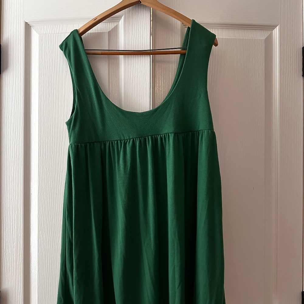 Free People Beach Green Babydoll Tank Top | Flowy Scoop Neck Tunic
